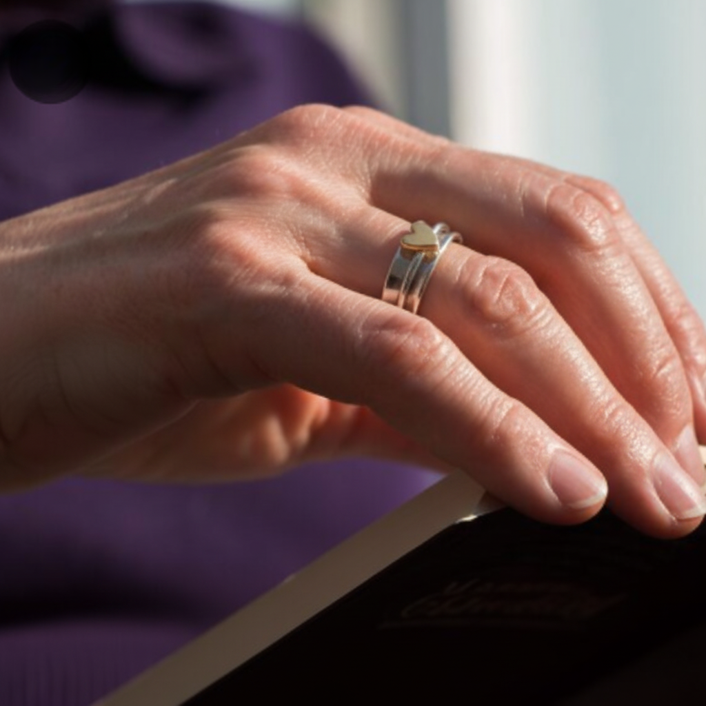 Vintage Gouden Hart Zilveren Ring