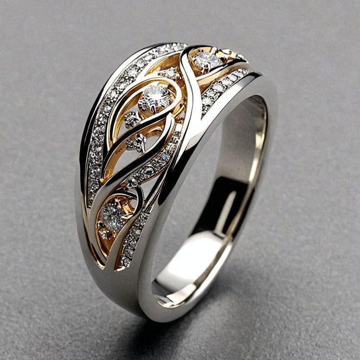 Hol gouden en verzilverde ring