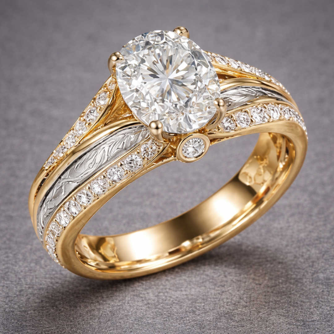 Elegante Vintage Gouden Diamanten Ring