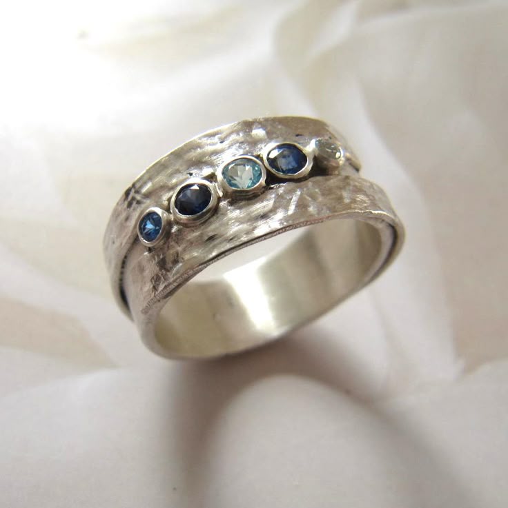 Blauwe Inlegstenen Zilveren Ring