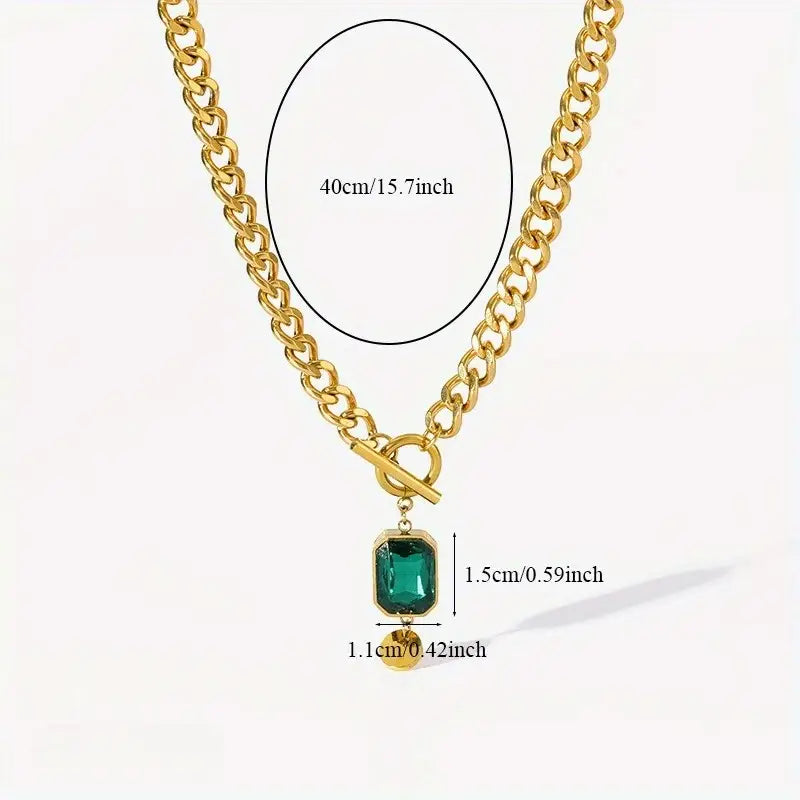 Massieve Ketting met Smaragd Hanger | Goud