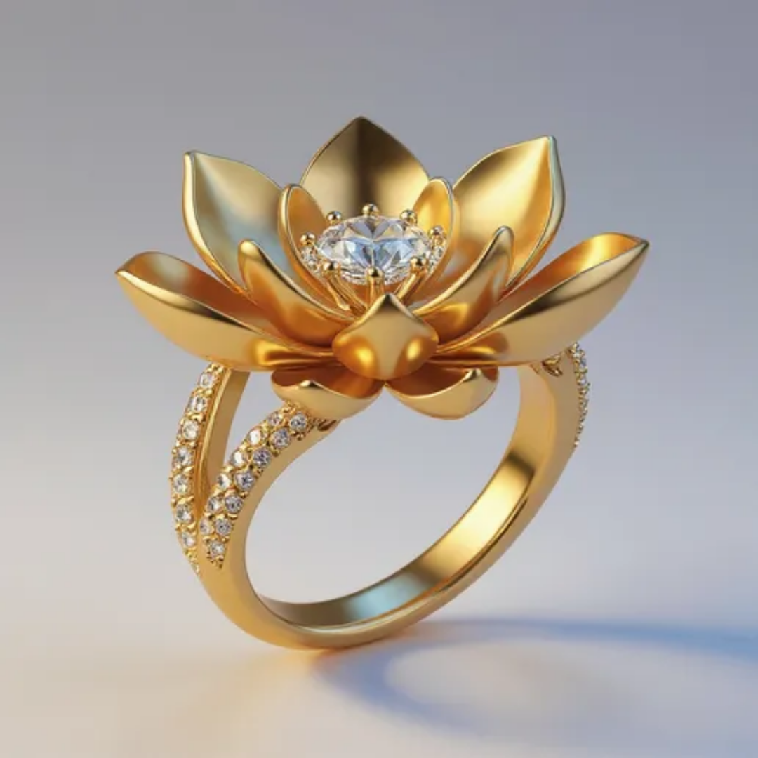 Gouden Lotus Bloemring