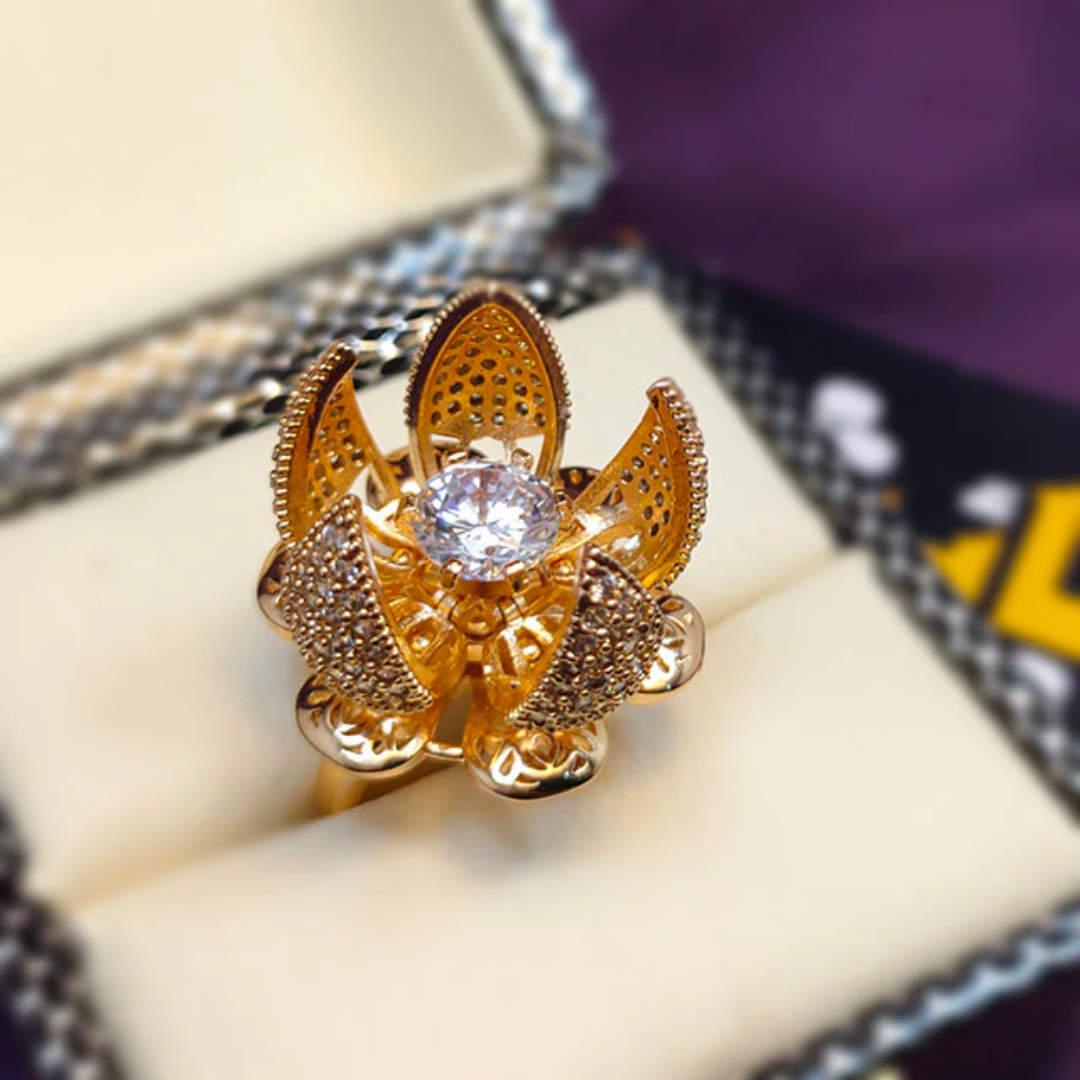 Gouden Bloemkroon Ring
