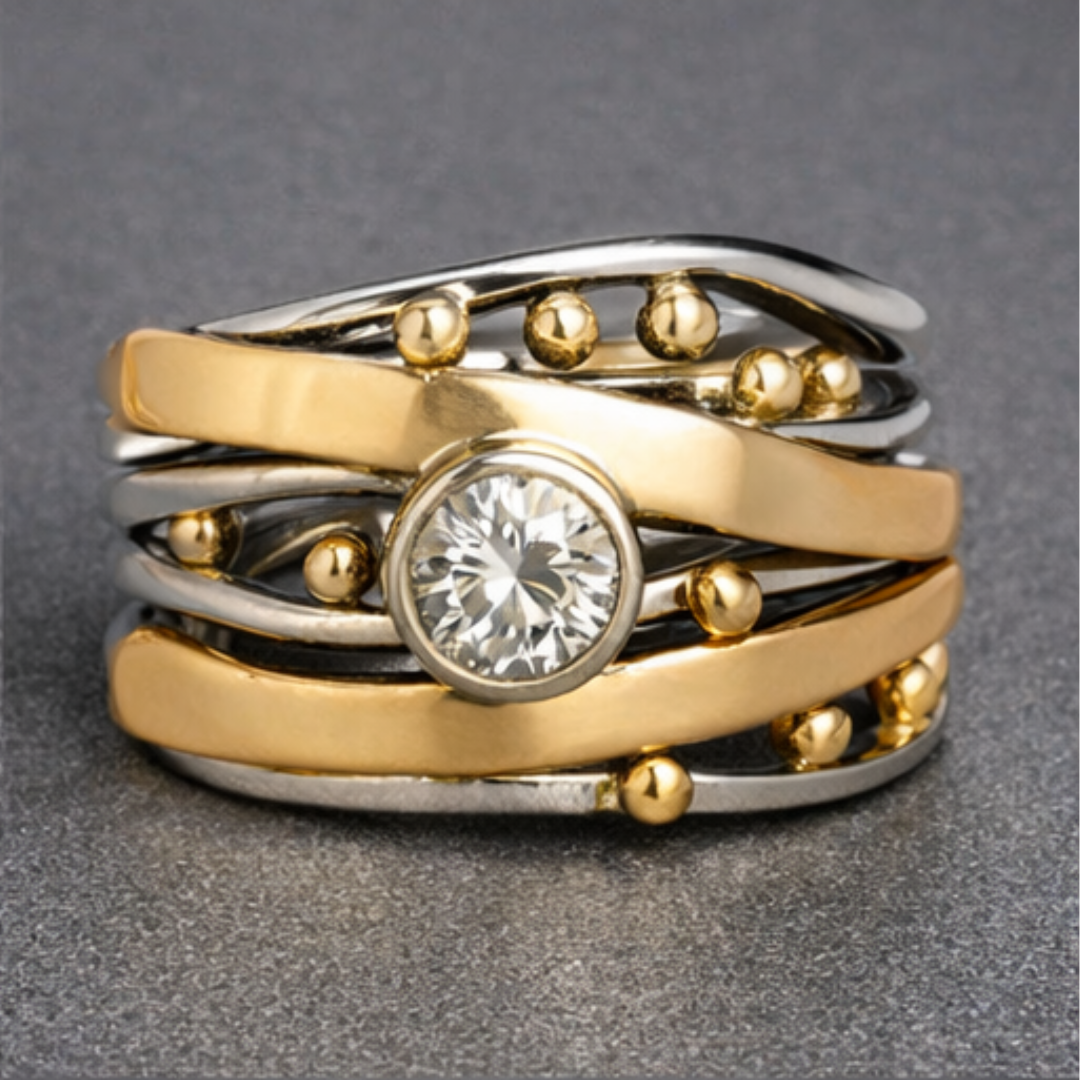 Laagjes Gouden Pavé Ring