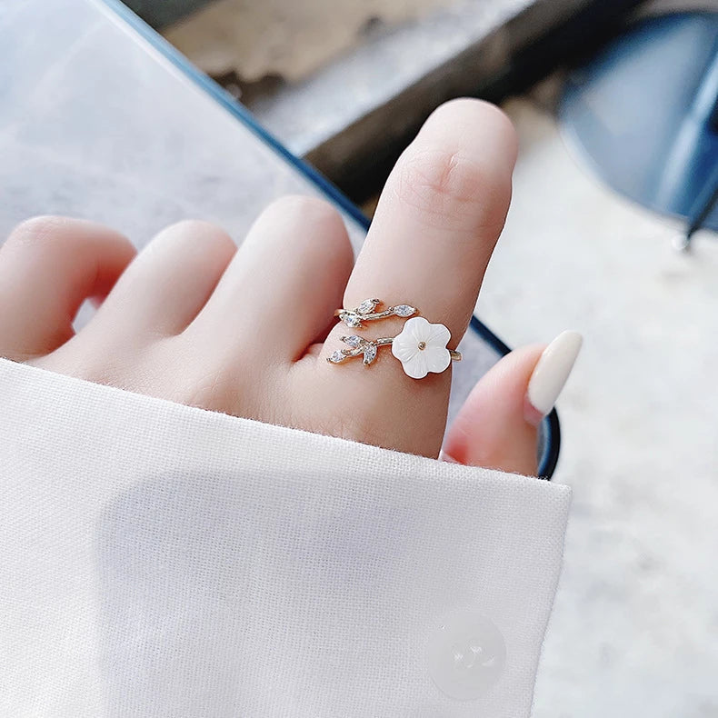 Wildflower met Zirconia Verstelbare Ring in Goud