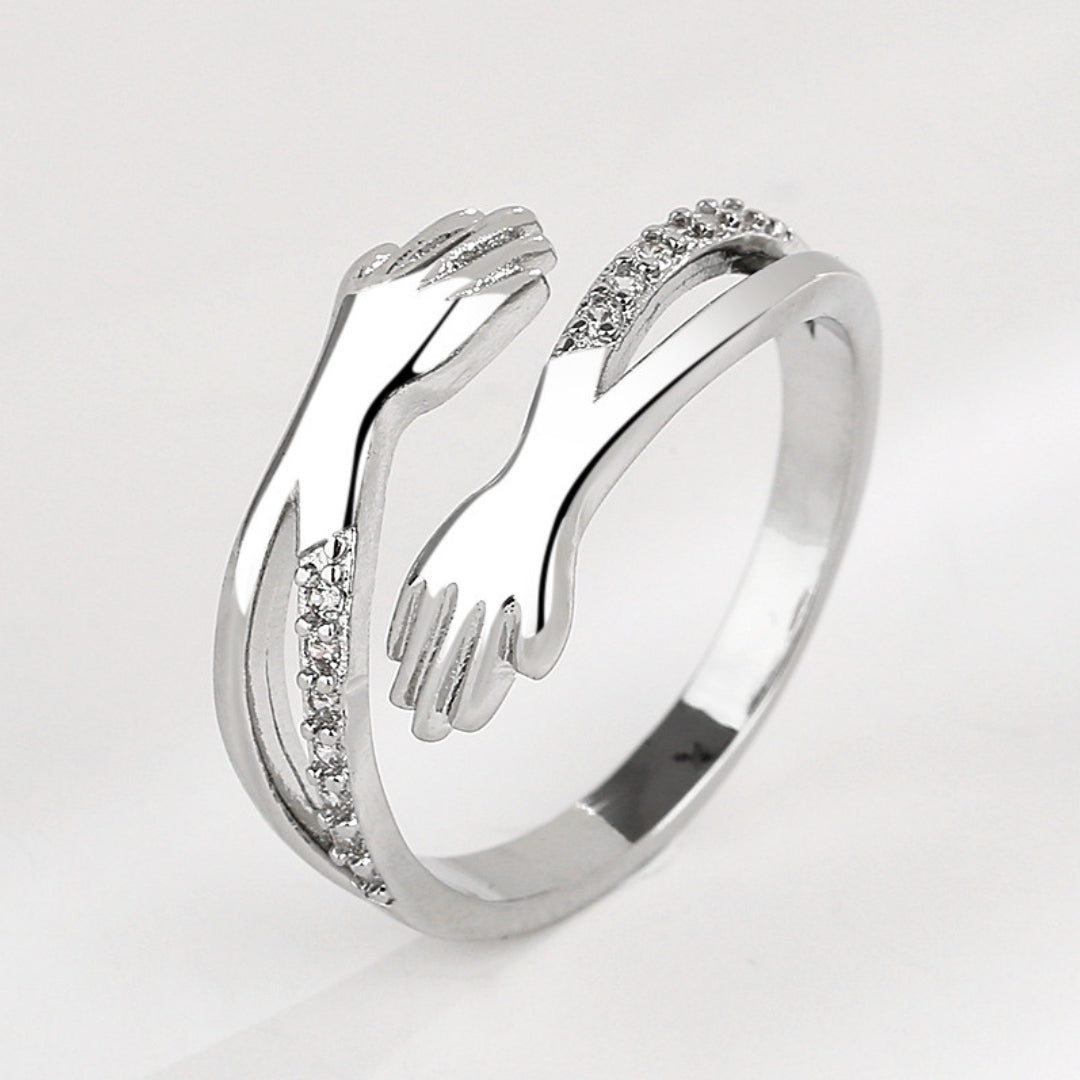 Verstelbare Huggie Ring met Zirkonia in Goud en Zilver