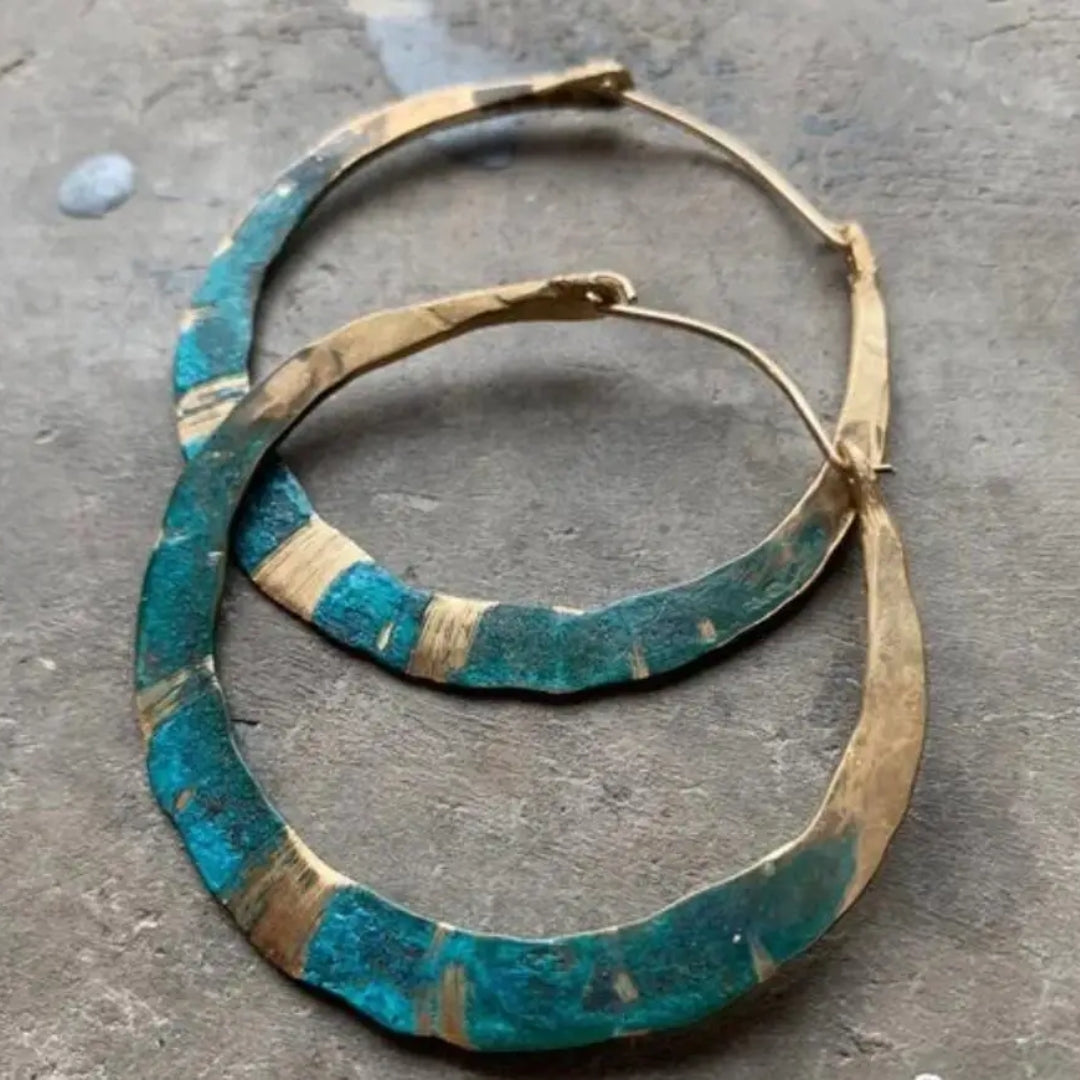 Vintage Turquoise Hoepel Oorbellen