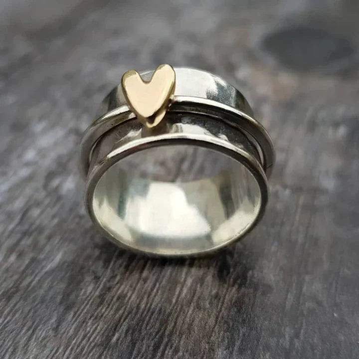 Vintage Hangende Hart Zilveren Ring