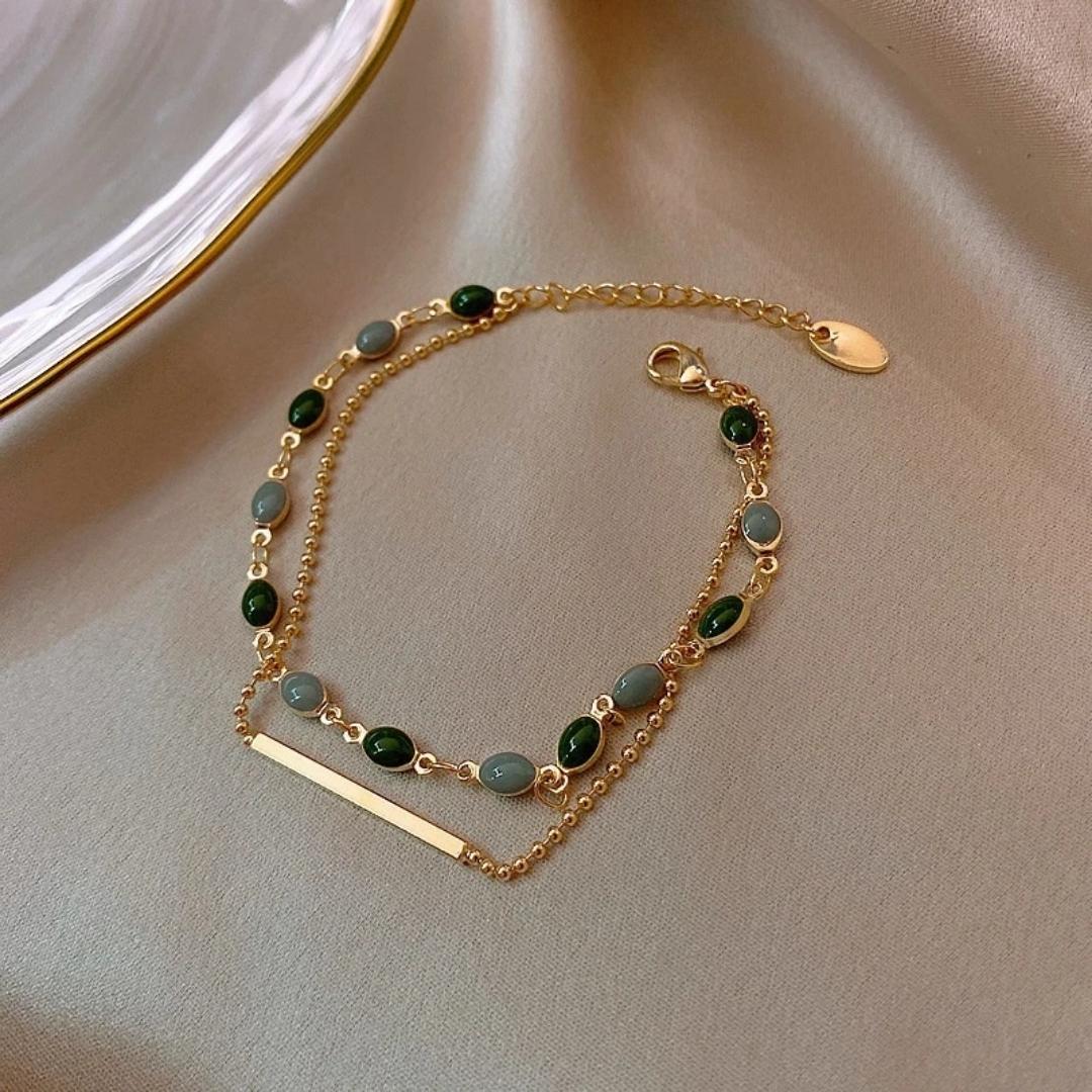 Groene Steen Armband in Goud
