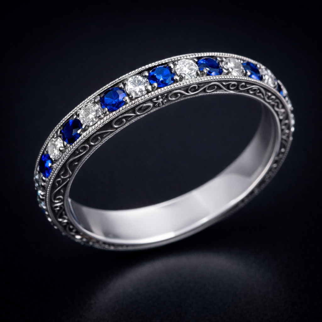 Fijne Blauwe Zilveren Zirkonia Ring