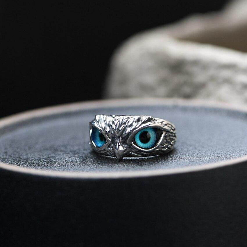 Uil van Geluk Verstelbare Ring in Zilver en Opal