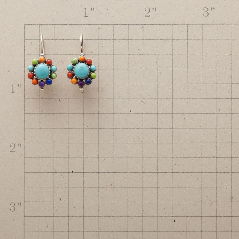 Multicolour Turquoise Ronde Oorbellen