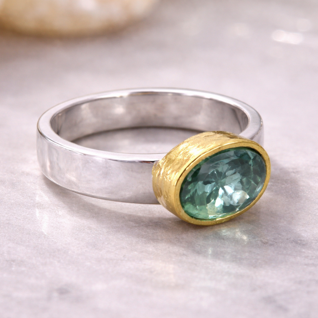 Vintage Groene Zilveren Ring