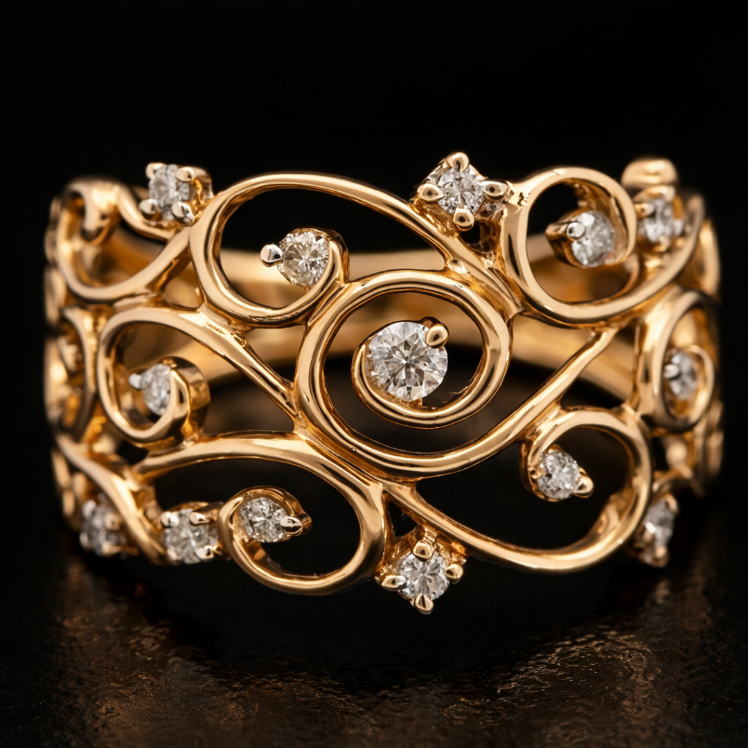 Exotische Veer Zirconia Gouden Ring