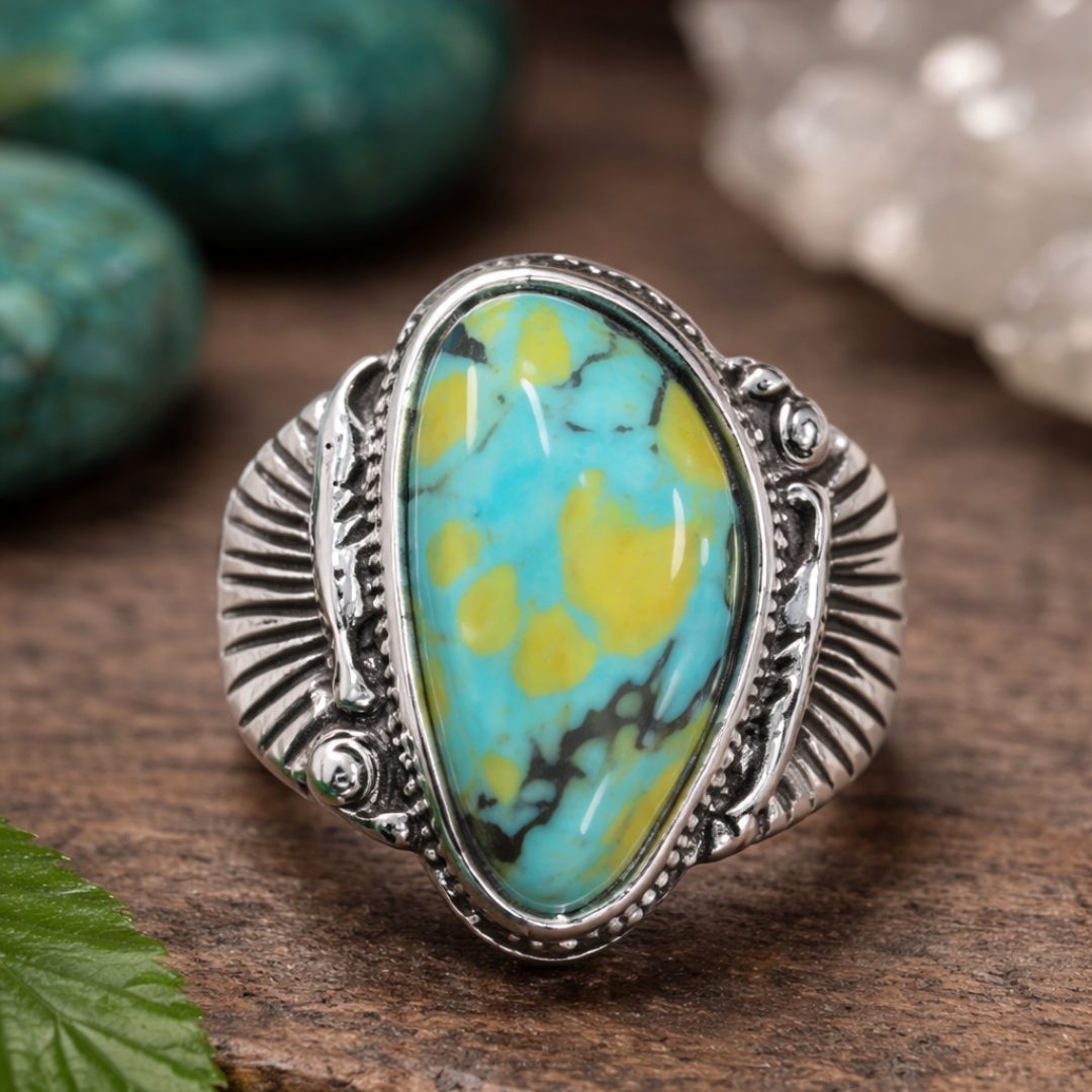 Vintage Ingelegde Turkoois Ring