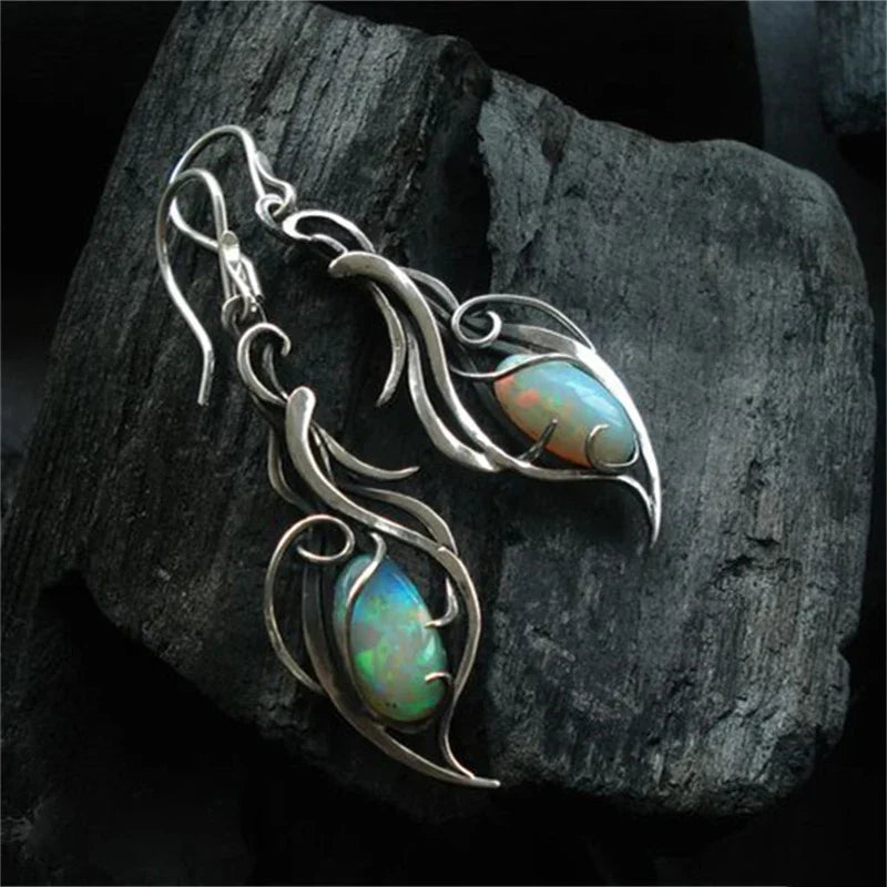 Vintage Zilver & Opal Swirl Oorbellen