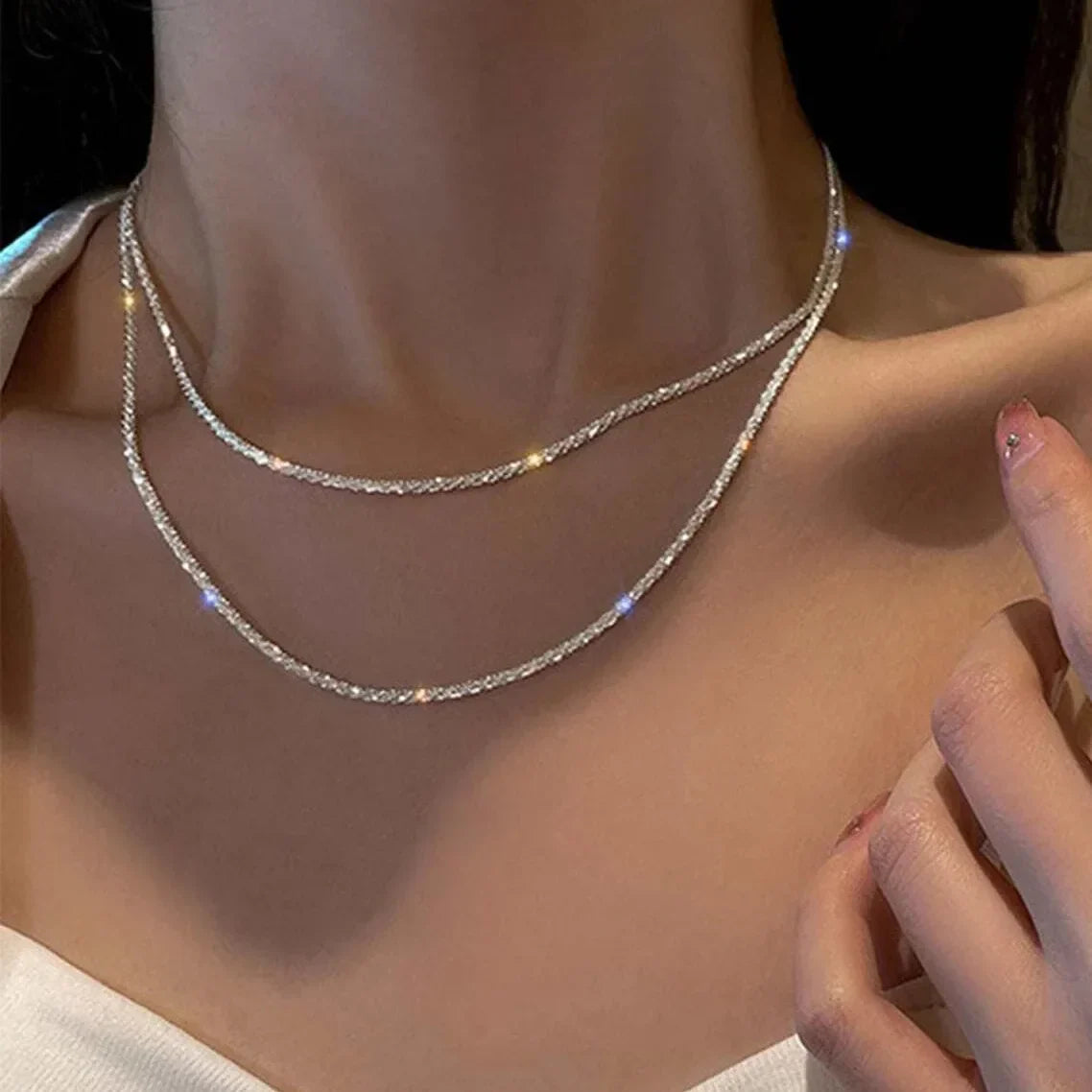 Dubbel-laags ketting met kristallen