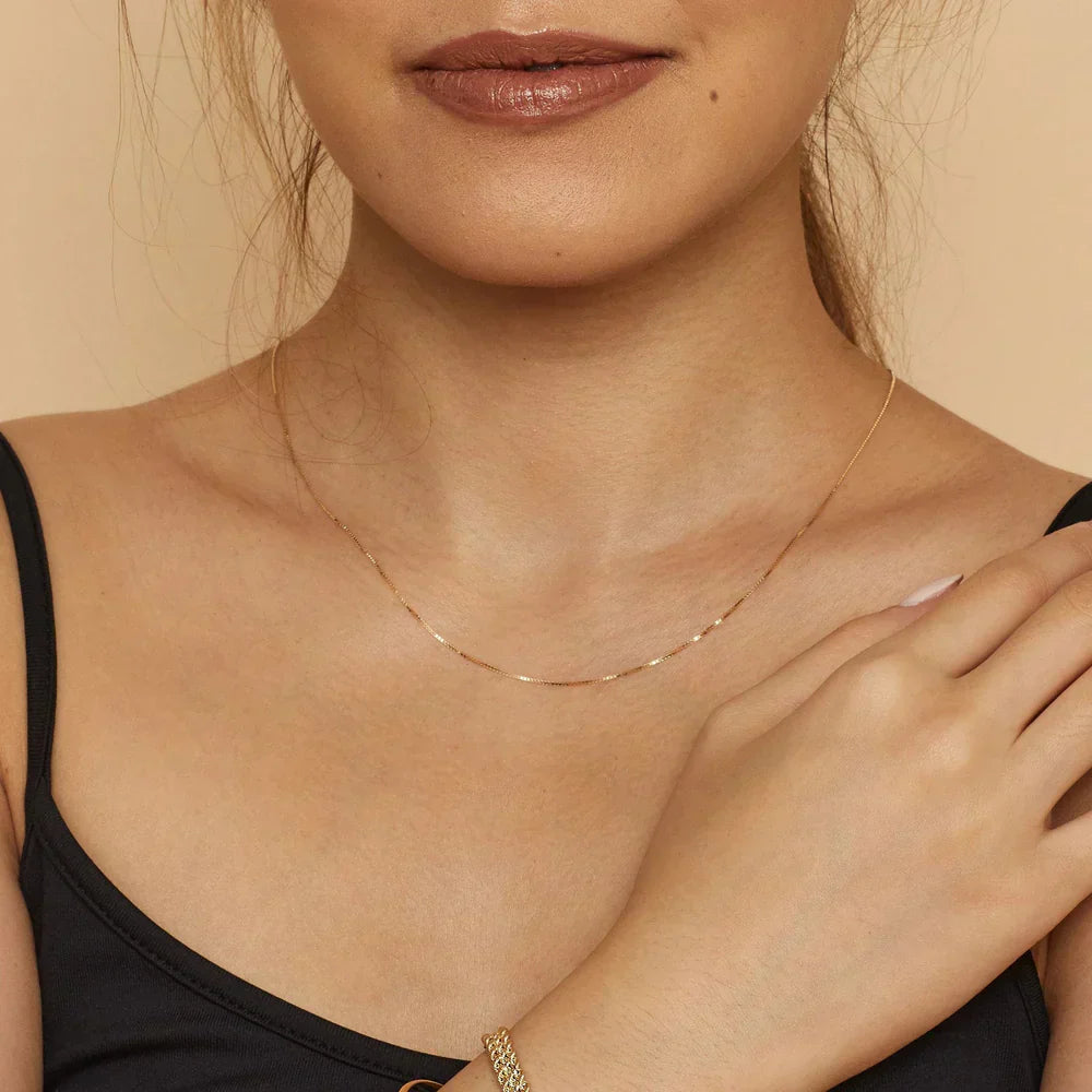 Bodega Box Ketting | Wit Goud