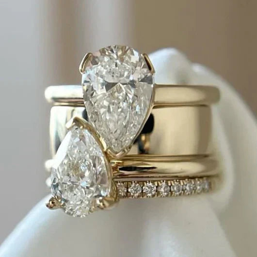 Vintage Dubbele Zirconia Dangle Ring
