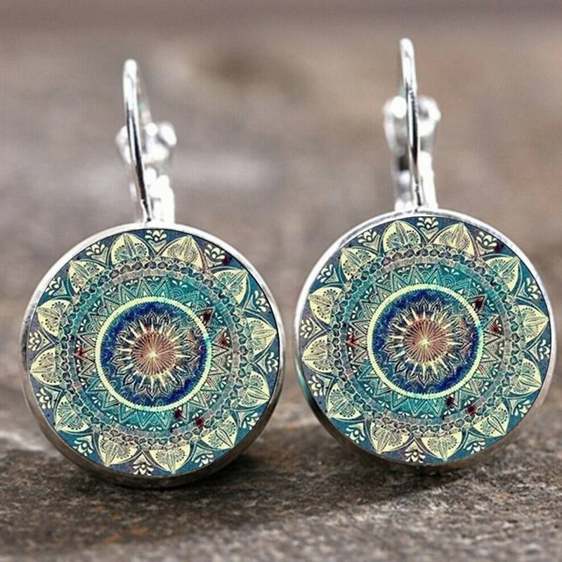 Ronde Mandala Oorbellen Vintage