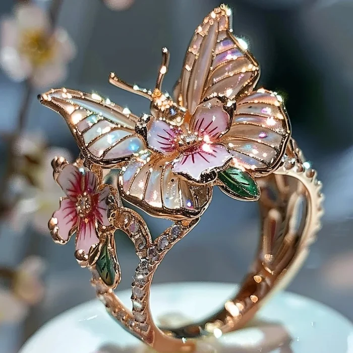 Vintage Gouden Canifis Bloemring
