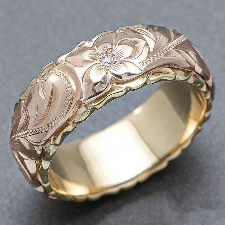 Vintage Rozenbloem Gouden Ring