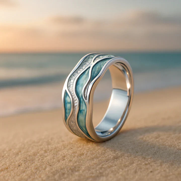 Turquoise Zilver-Plated Golfring