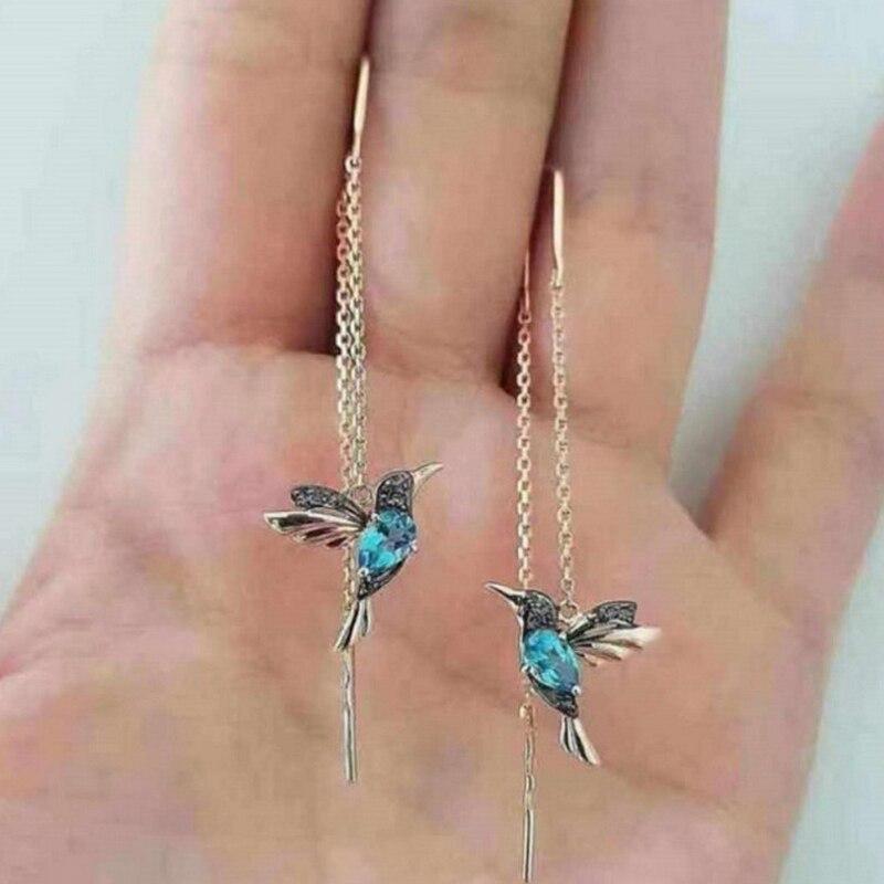 Oorbellen met Kolibrie Emaille en Zirkonia's