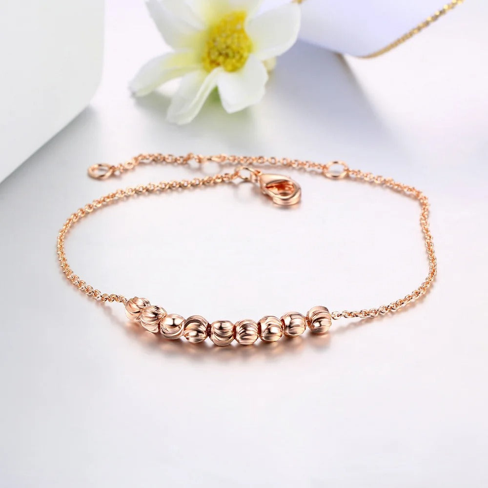 Klassieke Rozen Gouden Gladde Ronde Kralenarmband
