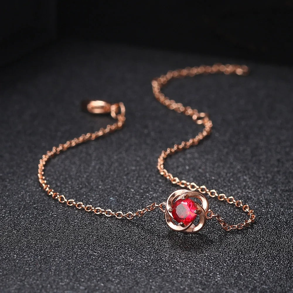 Roze Gouden Rode Kristallen Bloem Hanger Armband
