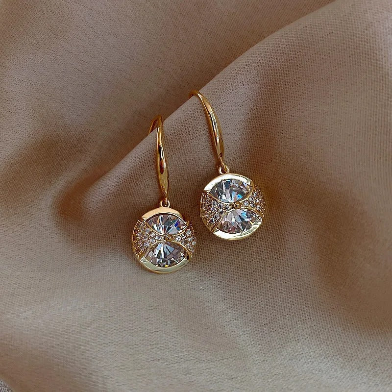 Gouden Ronde Sprankelende Dangle Oorbellen
