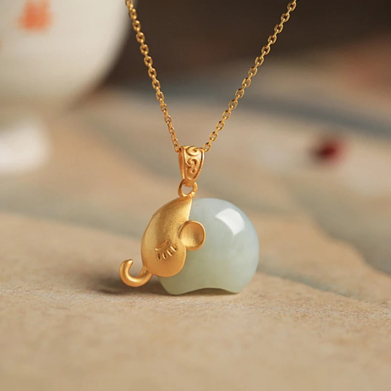 Retro Speelse Gouden Olifanten Hanger Ketting