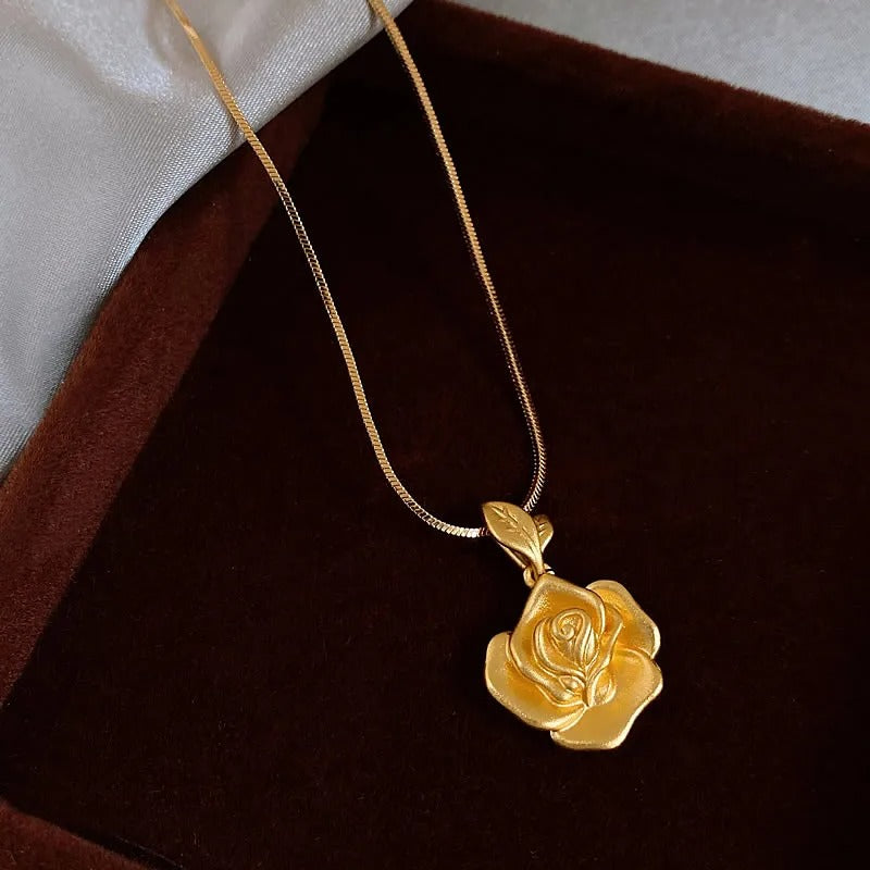 Vintage Gouden Rozenhanger Ketting