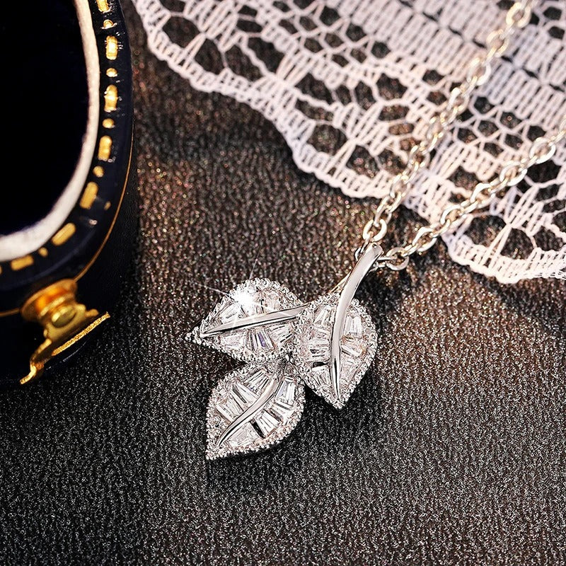 Zilveren Baguette Kristallen Ketting