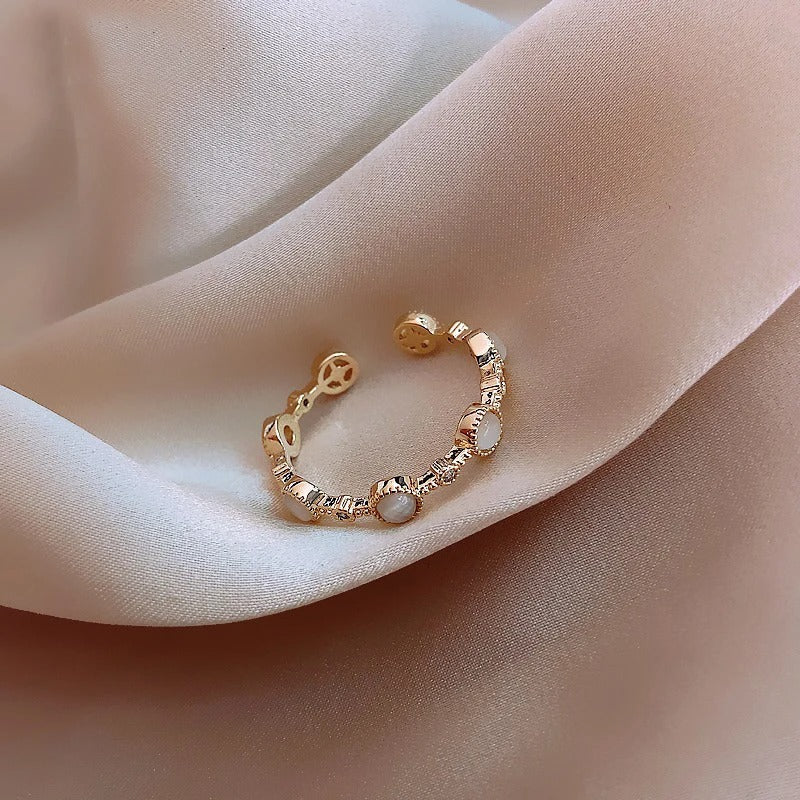 Klassieke Ronde Gouden & Kristallen Verstelbare Ring