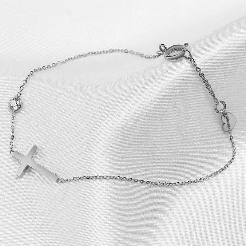 Zilveren Geloof Hart Armband
