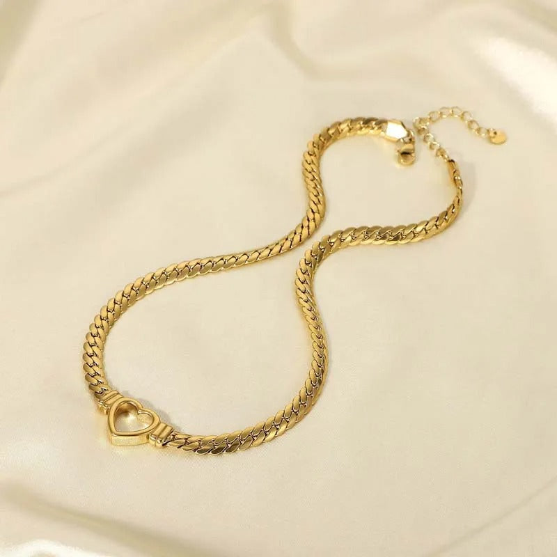 Vintage Gouden Hartvormige Sluiting Ketting