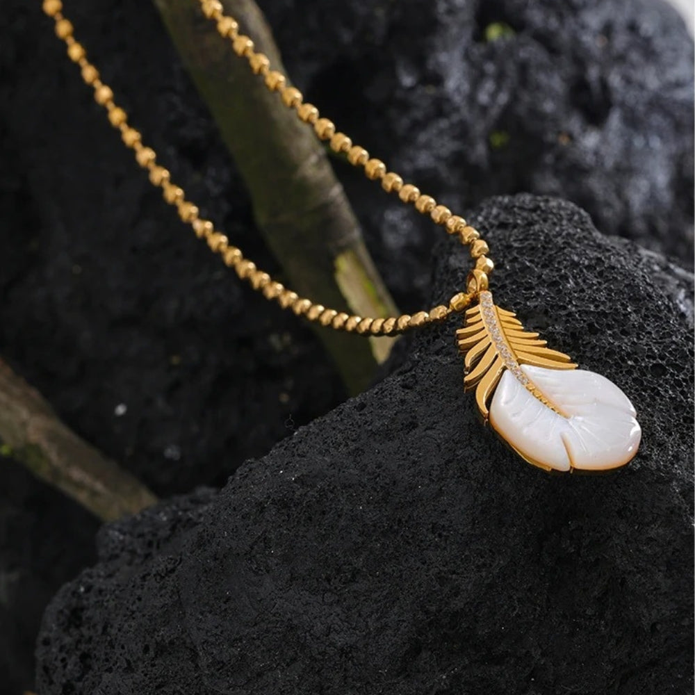 Vintage Gouden Bladachtige Schelp Dangle Ketting