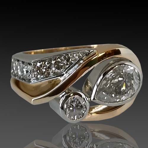 Vintage Zirconia Gouden & Zilveren Onregelmatige Ring