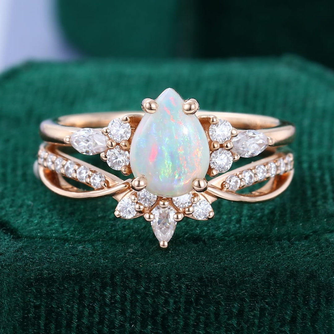 Roze Gouden Opal Halo Ring