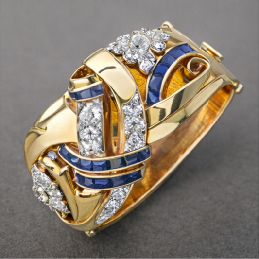 Koninklijk Blauw & Gouden Embleem Ring