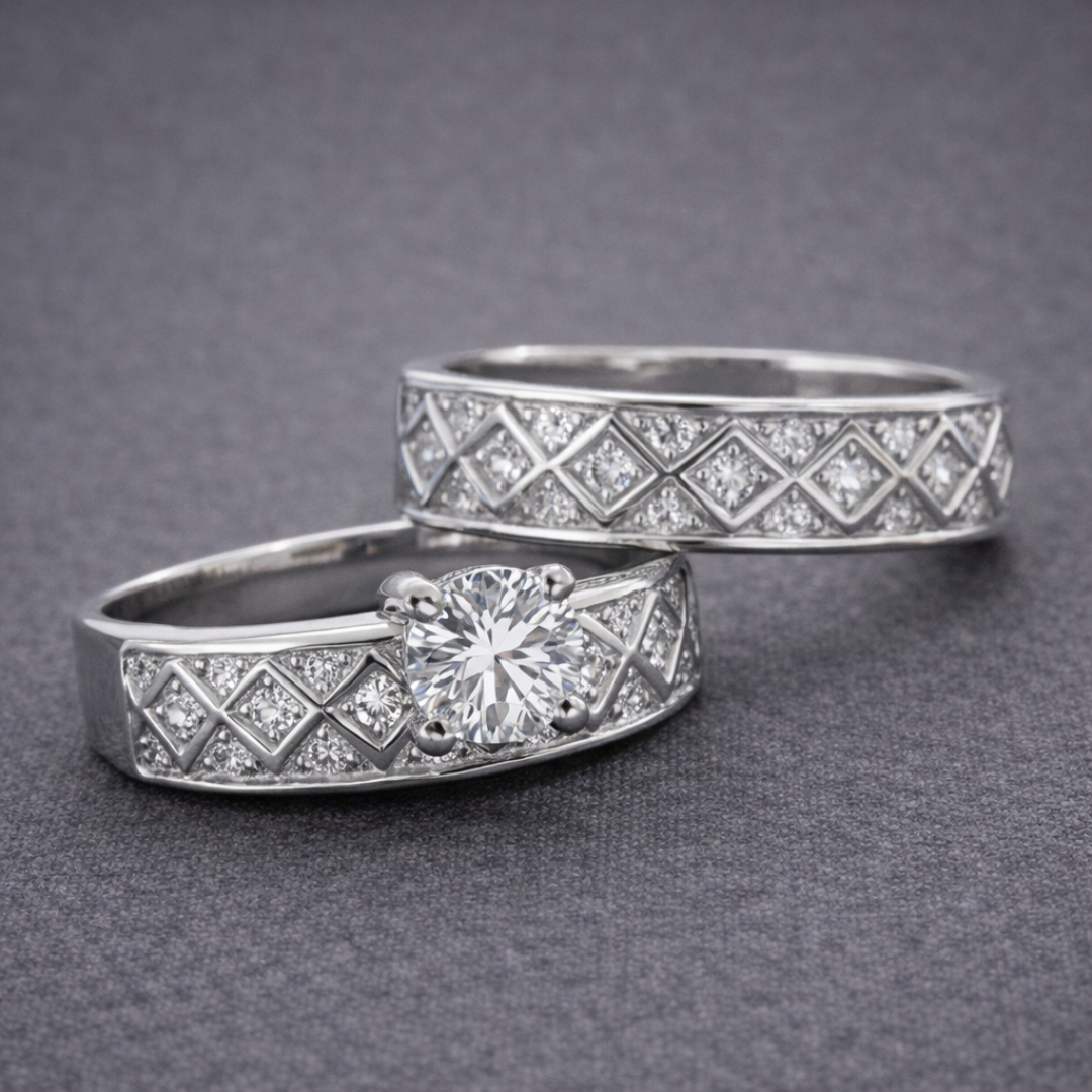 Tijdloze Zilveren Diamanten Trouwring