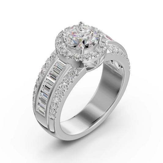 Vintage Baguette Diamanten Zilveren Ring