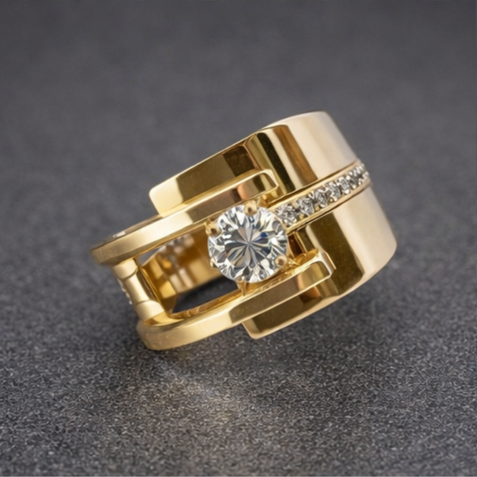 Dubbele Lijn Gouden Spark Ring