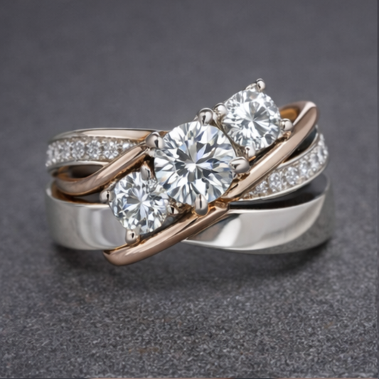 Gevormde Zilveren & Gouden Flow Ring