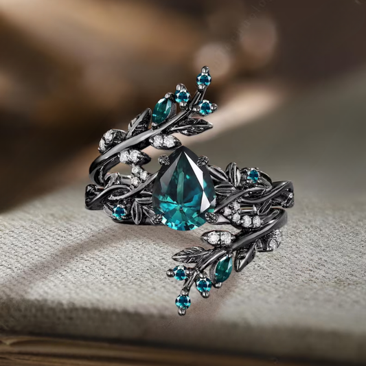 Vintage Teal Kristallen Tak Ring
