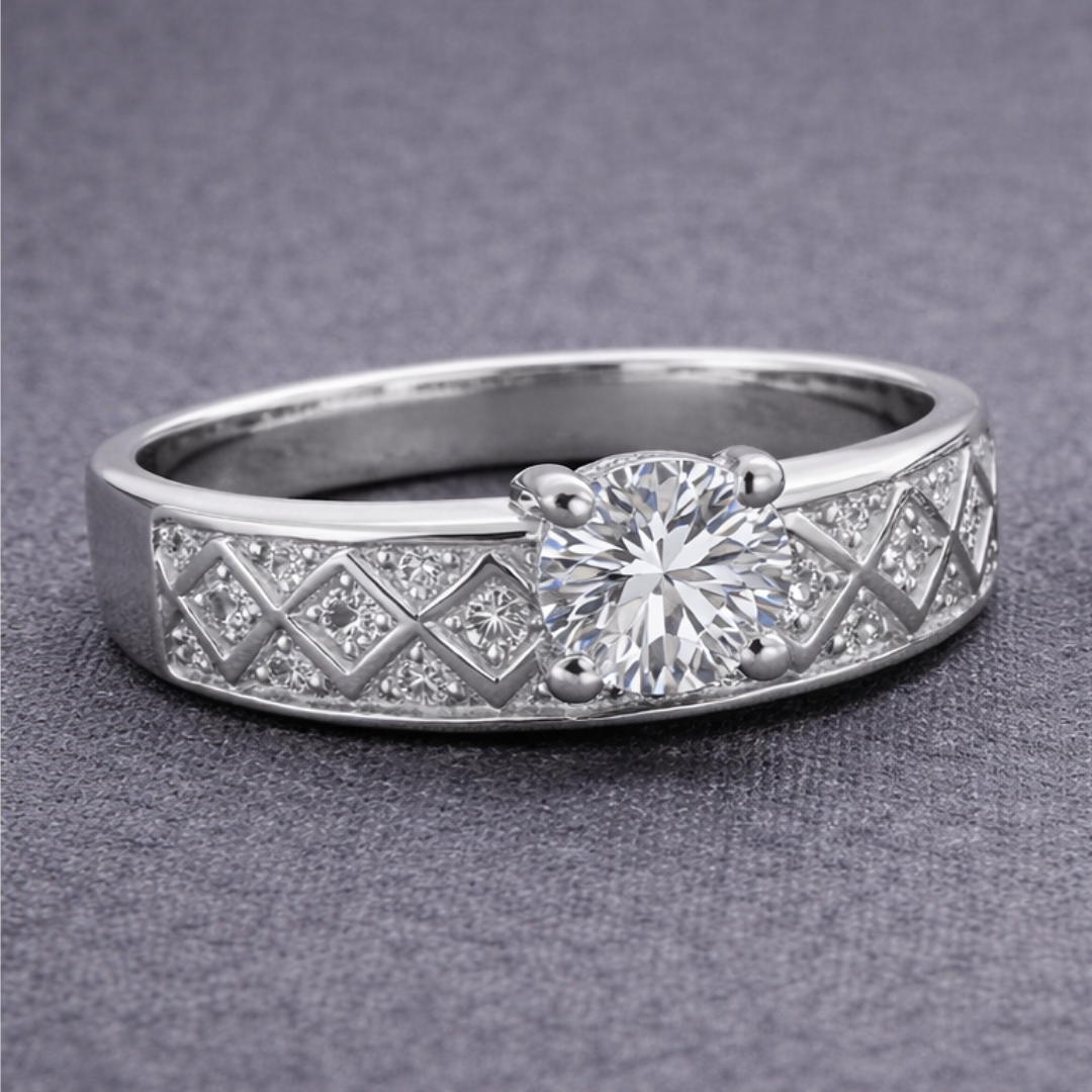 Tijdloze Zilveren Diamanten Trouwring