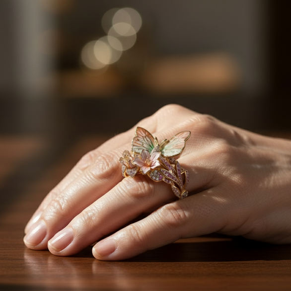 Vintage Gouden Brimhaven Bloemring