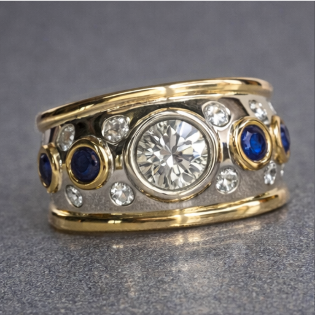 Vintage Gouden Ovale Steenring