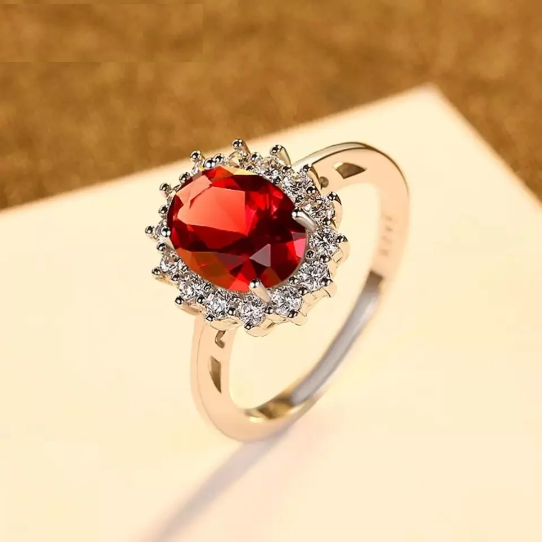 Ruby Bloesem Gouden Ring